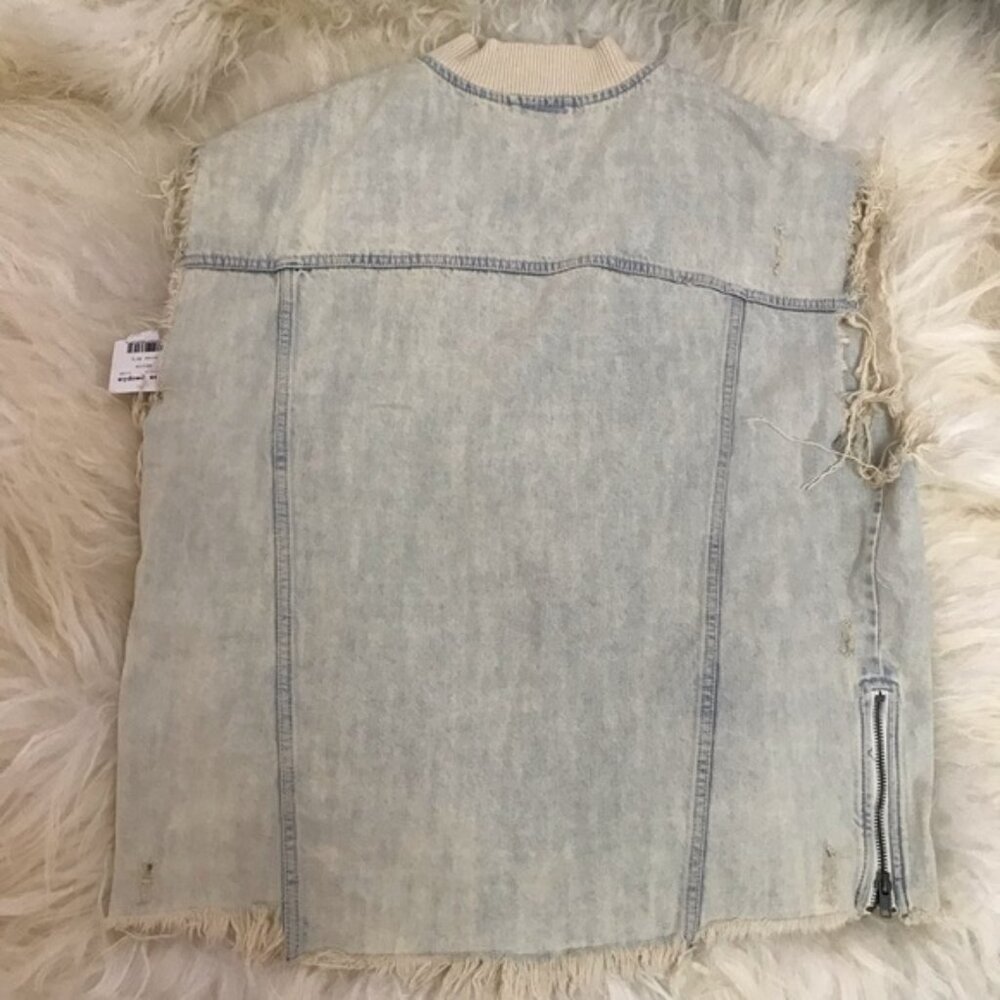 Free People Embroidered Officer Striped Denim Vest - Picture 4 of 7